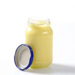jar of mayonnaise on white background
